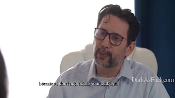 Busty asian girl stoops to fucking lawyer for fortune anal on the table