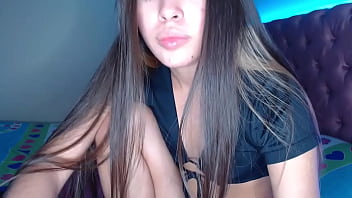 Petite teen strips and masturbates