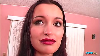 Cute brunette with red lipstick gets double penetrated in a threesome Cute brunette with red lipstick gets double penetrated in a threesome