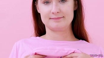 Cute teen caress her body