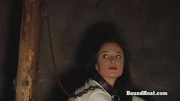 Sexy big ass lesbian babe moans and orgasms from whipping with madame