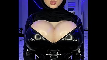 Latex shiny boobs slut gets cum facial