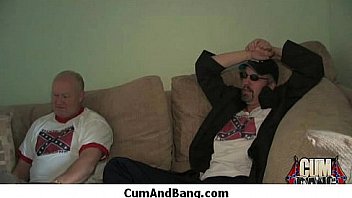 Nice ebony fucked by several white guys in all holes 24