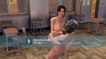 Tomb raider gets her throat rocked by massive cock