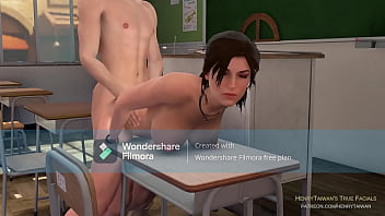 Tomb raider gets her throat rocked by massive cock