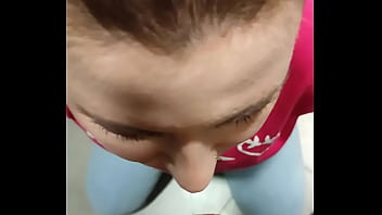 A stranger cums in my mouth in a shopping mall toilet