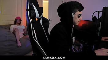 Stepbro shoves his meat pole into while continuing to play games famxxx