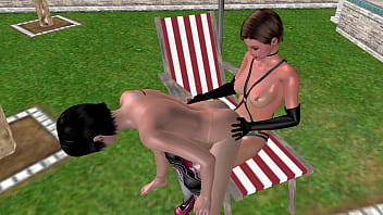 Animated 3d sex cute lesbian girl riding strapon dick