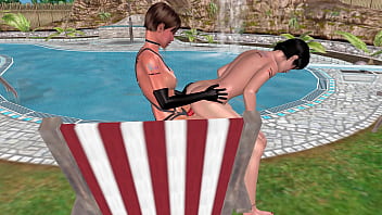 Animated 3d sex cute lesbian girl riding strapon dick