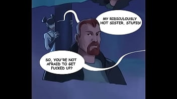 Horny vampires fucked a scared man in a game