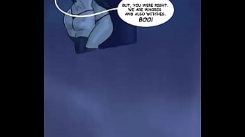 Horny vampires fucked a scared man in a game