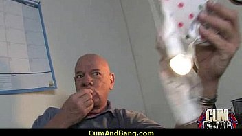 Interracial group blowjob from a ebony slut 19