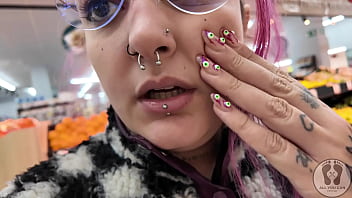 Rebeca addams burping at the supermarket for shooping