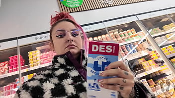 Rebeca addams burping at the supermarket for shooping