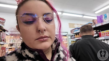 Rebeca addams burping at the supermarket for shooping