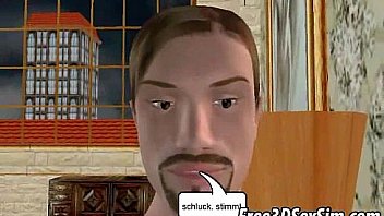 Hot 3d blonde babe tugs and rides a hard cock