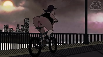 Riding Her Dildo Bike Throughout City With Sound thumbnail