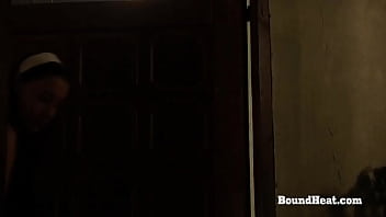 Busty lesbian slave enjoys in fingering and touching with mistress