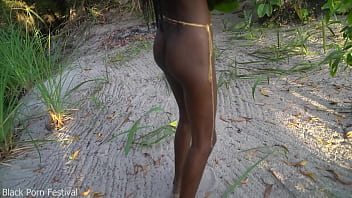 Skinny african girl walking naked in the middle of my village looking for some dick