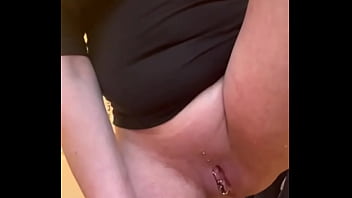 Filled up two glasses by my strong stream pee and next put in my mouth and spitting on my big tits