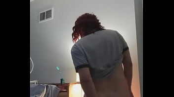 Femboy Riding Dildo On Nightstand thumbnail