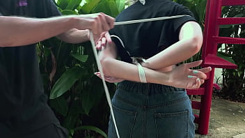 I punish her by tickling her sexy feet