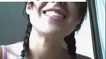 Brunette tape facing cam removes on webcam entertaining through dildo