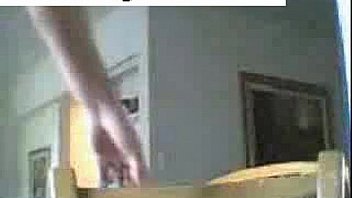 Brunette tape facing cam removes on webcam entertaining through dildo