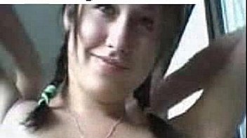 Brunette tape facing cam removes on webcam entertaining through dildo