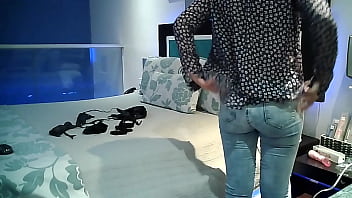 At the motel i start touching myself watching him take out his big cock