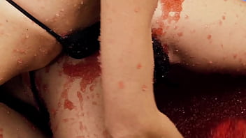 Krystal webb enjoys having her pussy rubbed in a pool of flavored jelly