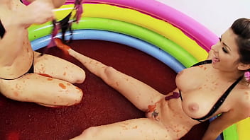Krystal webb enjoys having her pussy rubbed in a pool of flavored jelly