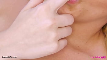 Chic blonde talent naked close up