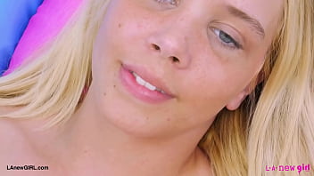 Chic blonde talent naked close up