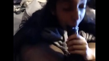 Pov horny teen sucks big black cock on webcam