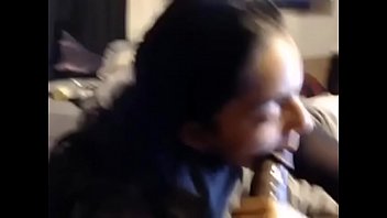 Pov horny teen sucks big black cock on webcam