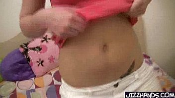 Girl talks a little n plays with cock