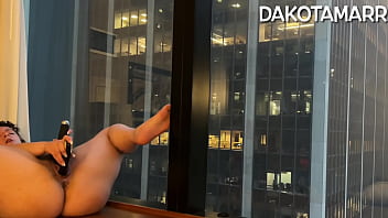 Squirting with butt plug vibrator and dildo in nyc scyscraper chubby dakota marr anal hairy pussy