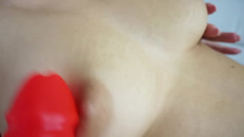 Hot brunette rubs her wet pussy under covers morning