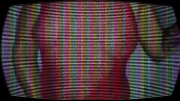 Lady in red with purple vibrator