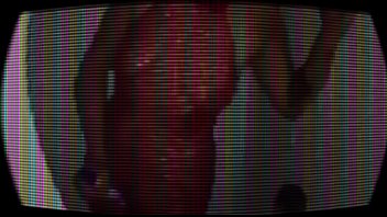 Lady in red with purple vibrator