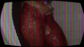 Lady in red with purple vibrator