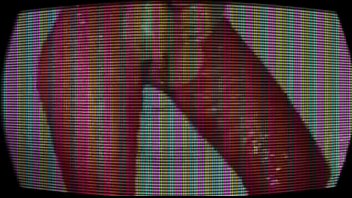 Lady in red with purple vibrator