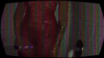 Lady in red with purple vibrator