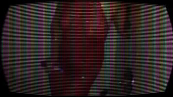 Lady in red with purple vibrator