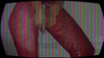 Lady in red with purple vibrator