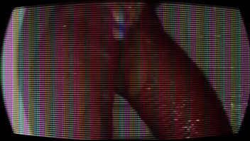 Lady in red with purple vibrator