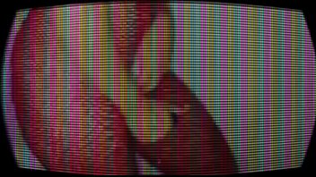 Lady in red with purple vibrator