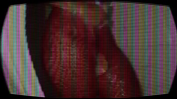 Lady in red with purple vibrator