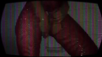 Lady in red with purple vibrator